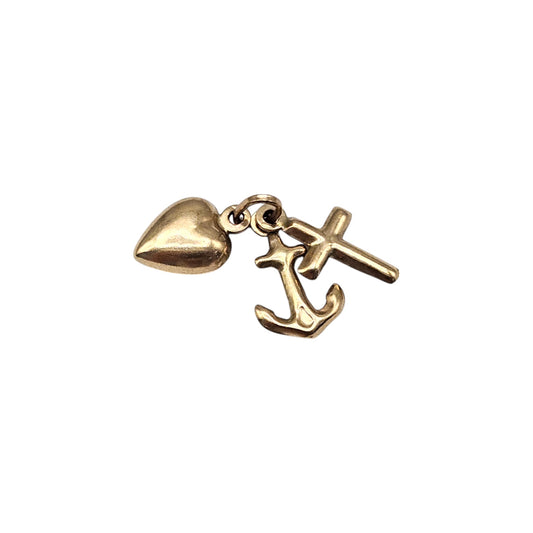 9ct 375 Yellow Gold Faith, Hope & Charity Charm L 1.1 cm 0.7 g.