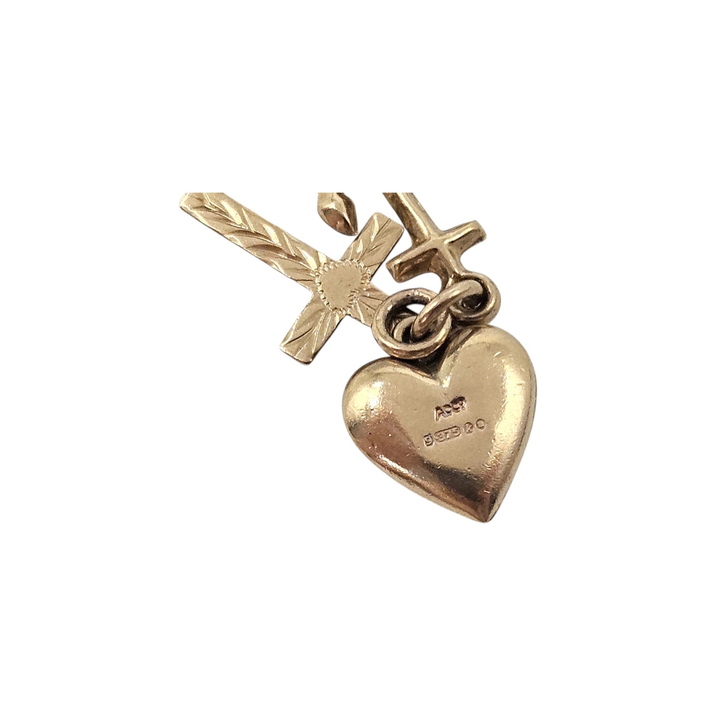 9ct 375 Yellow Gold Faith, Hope & Charity Charm 1965 L 1.6 cm 1.3 g.