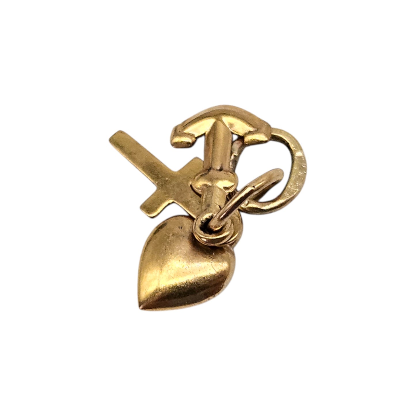 Petite 9ct 375 Yellow Gold Faith, Hope & Charity Charm c.1980's L 8 mm 0.5 g.