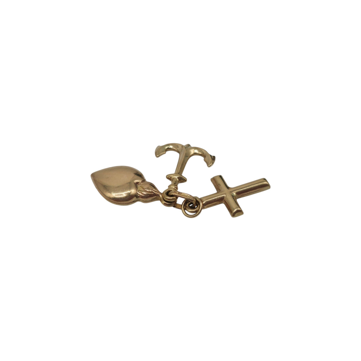 Unoaerre 9ct 375 Yellow Gold Faith, Hope & Charity Charm L 1.7 cm 1.6 g.
