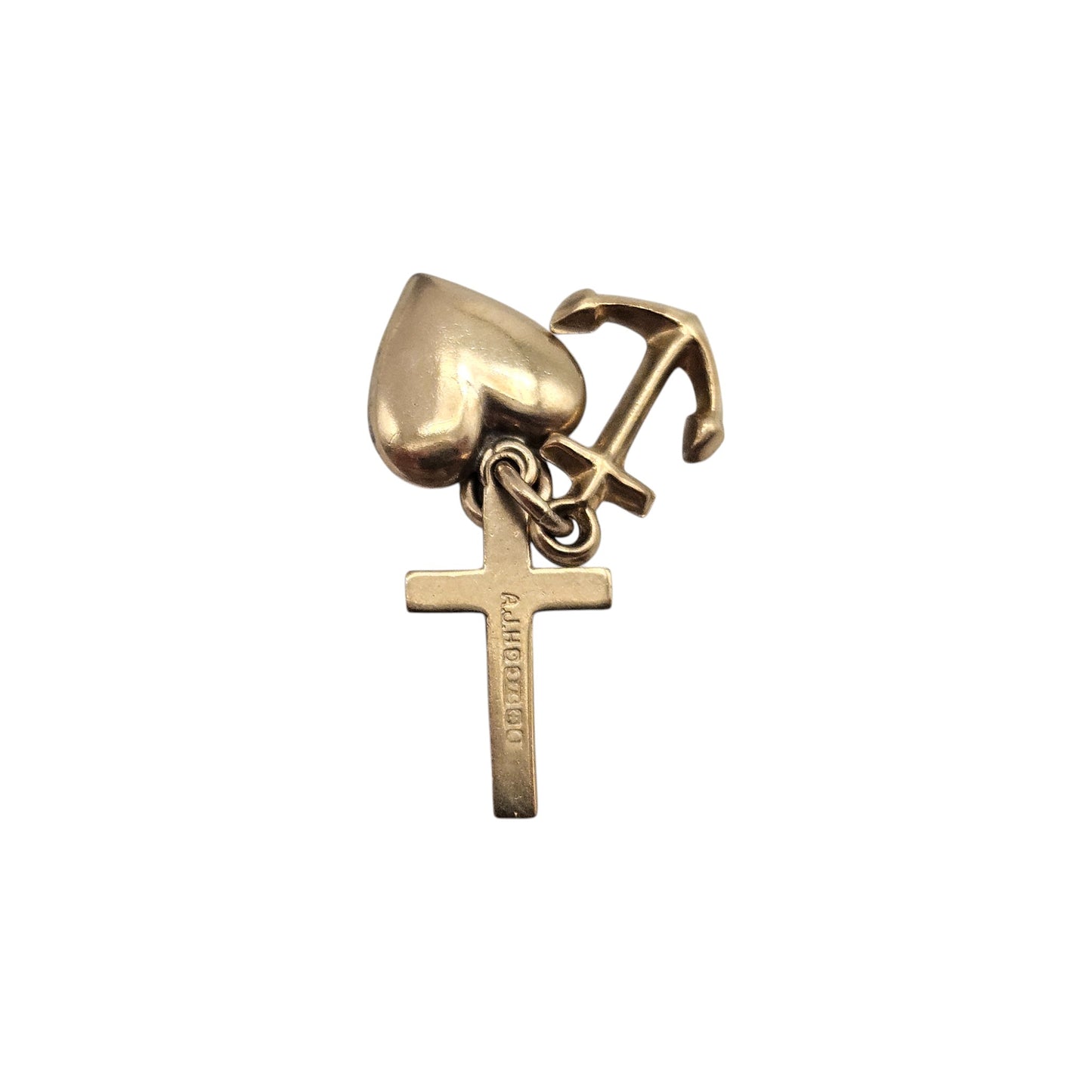 9ct 375 Yellow Gold Faith, Hope & Charity Charm 1965 L 1.6 cm 1.3 g.