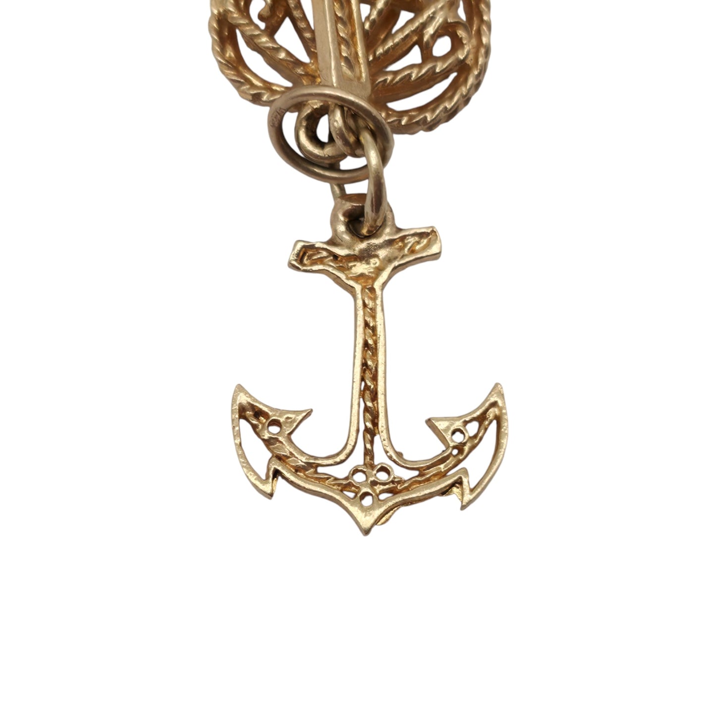 9ct 375 Yellow Gold Faith, Hope & Charity Charm 1971 L 1.6 cm 3.2 g.