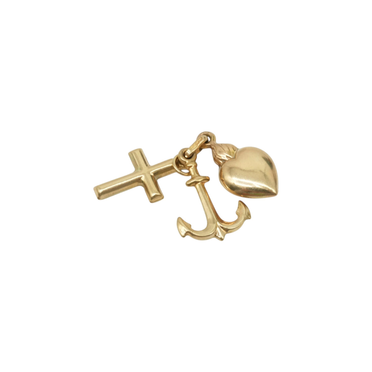 Unoaerre 9ct 375 Yellow Gold Faith, Hope & Charity Charm L 1.7 cm 1.6 g.
