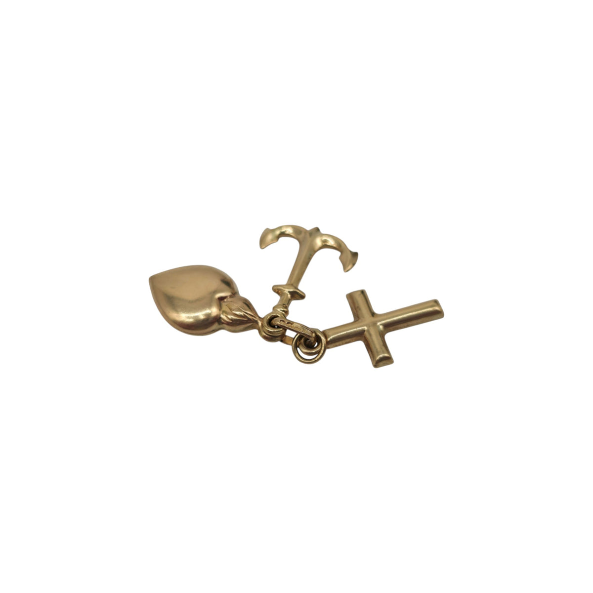 Unoaerre 9ct 375 Yellow Gold Faith, Hope & Charity Charm L 1.7 cm 1.6 g.