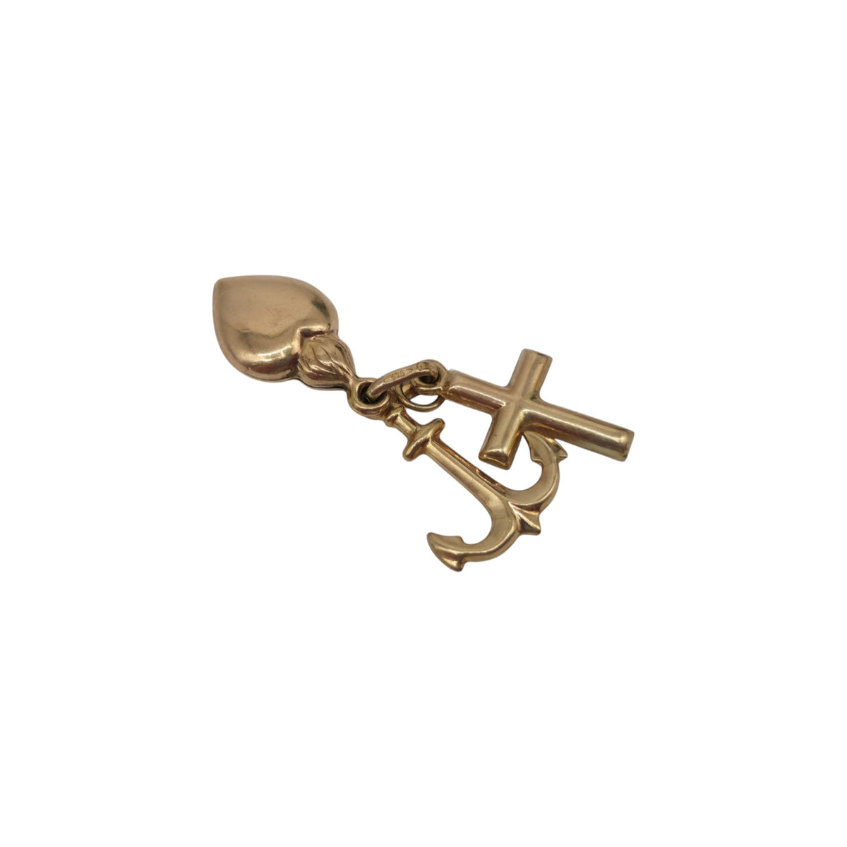 Unoaerre 9ct 375 Yellow Gold Faith, Hope & Charity Charm L 1.7 cm 1.6 g.