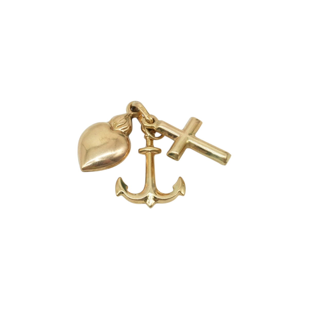 Unoaerre 9ct 375 Yellow Gold Faith, Hope & Charity Charm L 1.7 cm 1.6 g.
