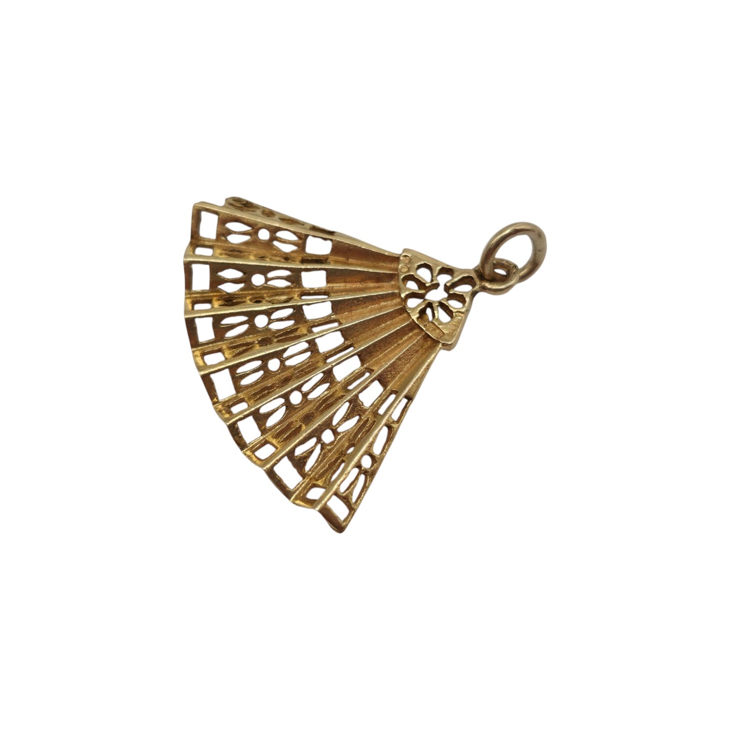 9ct 375 Yellow Gold Fan Charm 1968 L 2.6 cm 1.6 g.