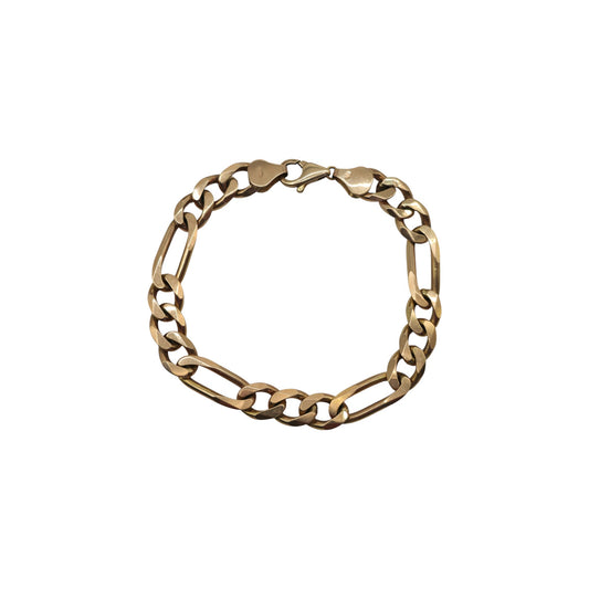 a pre-owned chunky 9ct gold Figaro Link Bracelet with Lobster Clasp and solid links