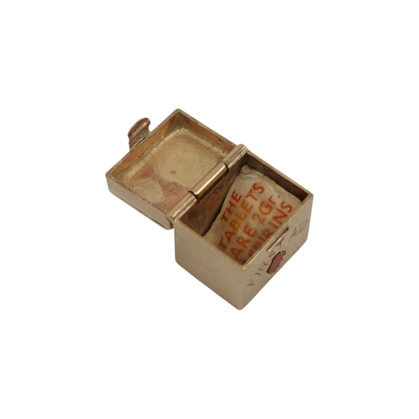 9金 375 イエローゴールド ファーストエイド 処方箋付き 開閉式チャーム 1958年製 長さ1.0cm 2.8g