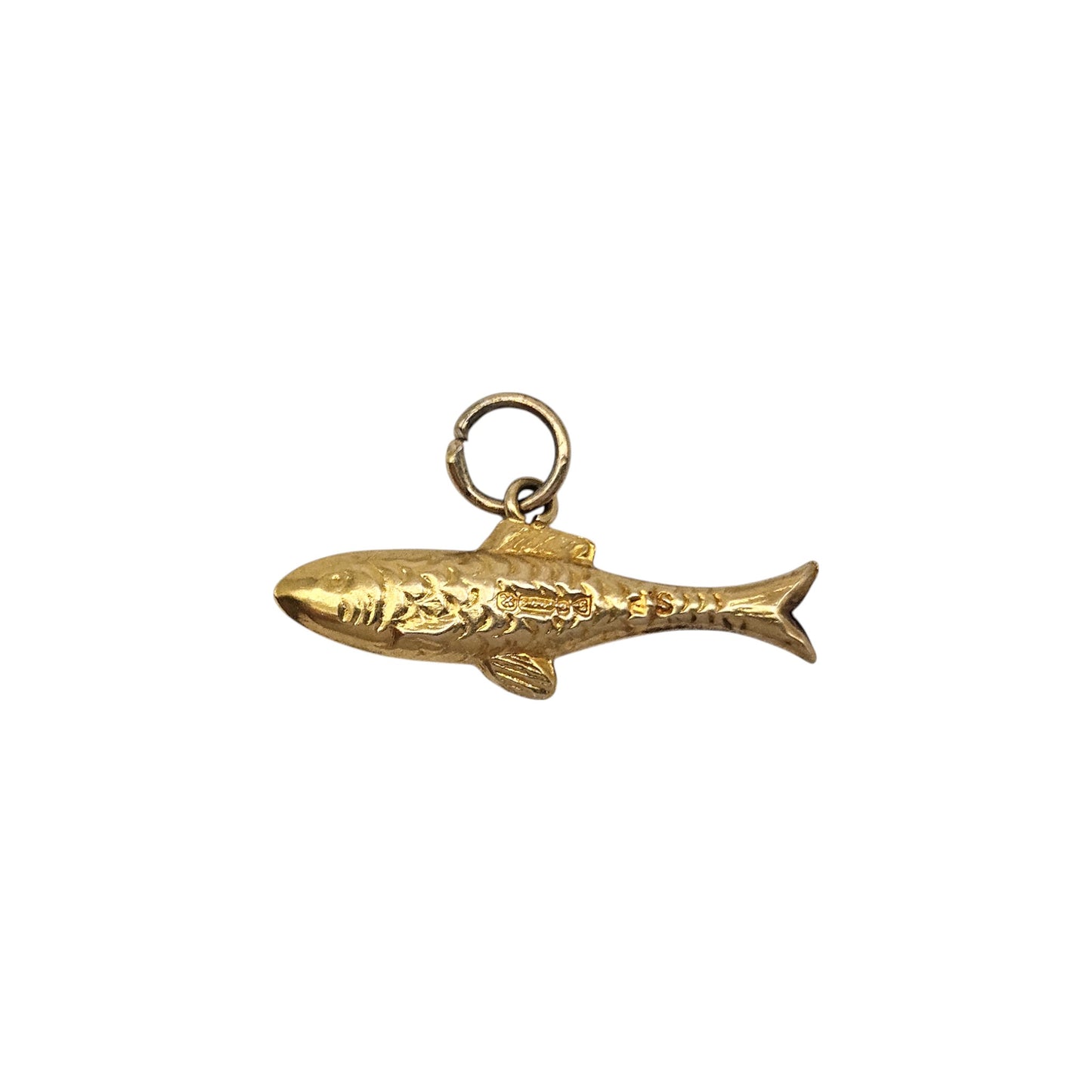 Chester 9ct 375 Yellow Gold Fish Charm 1948 L 2.1 cm 0.3 g.