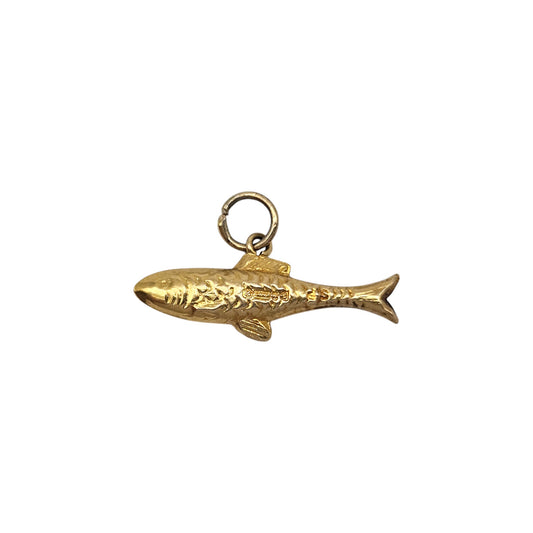 Chester 9ct 375 Yellow Gold Fish Charm 1948 L 2.1 cm 0.3 g.