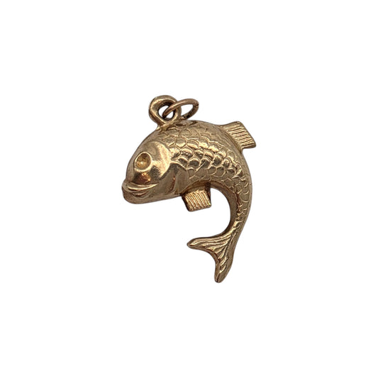 9ct Yellow Gold Fish Charm c.1970's L 1.8 cm 1.0 g.