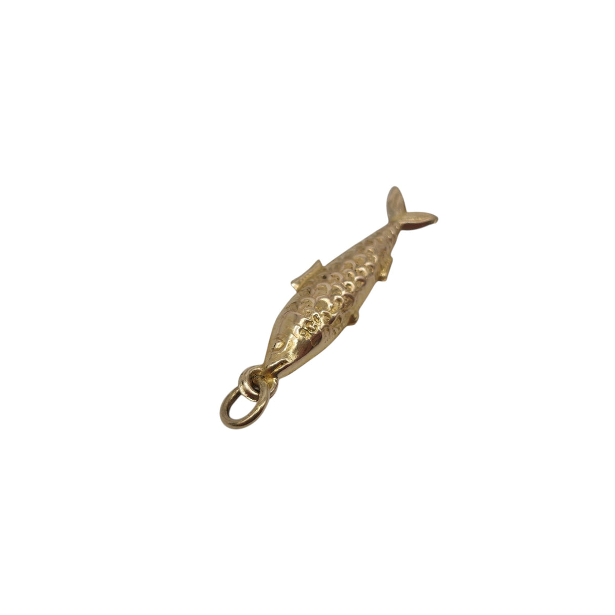 9ct 375 Yellow Gold Fish Charm c.1960's L 2.2 cm 0.6 g.