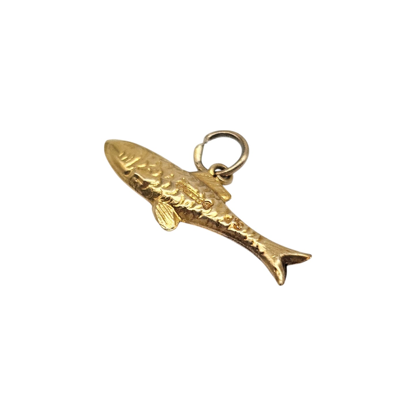 Chester 9ct 375 Yellow Gold Fish Charm 1948 L 2.1 cm 0.3 g.