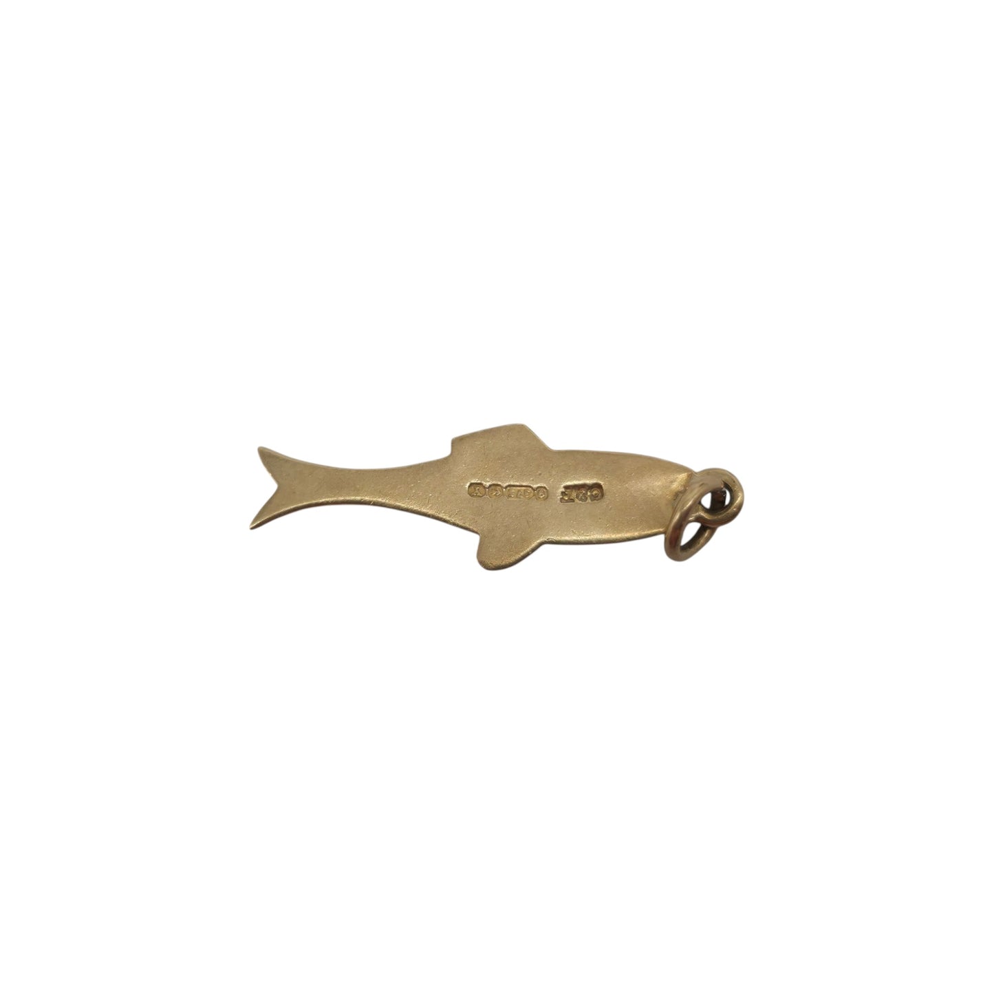 9ct 375 Yellow Gold Fish Charm 1948 L 2.0 cm 0.9 g.