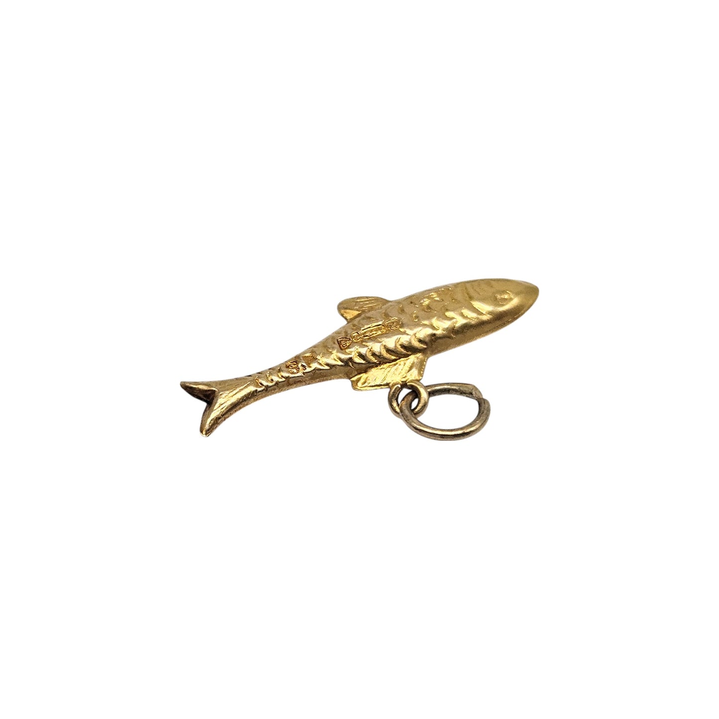 Chester 9ct 375 Yellow Gold Fish Charm 1948 L 2.1 cm 0.3 g.