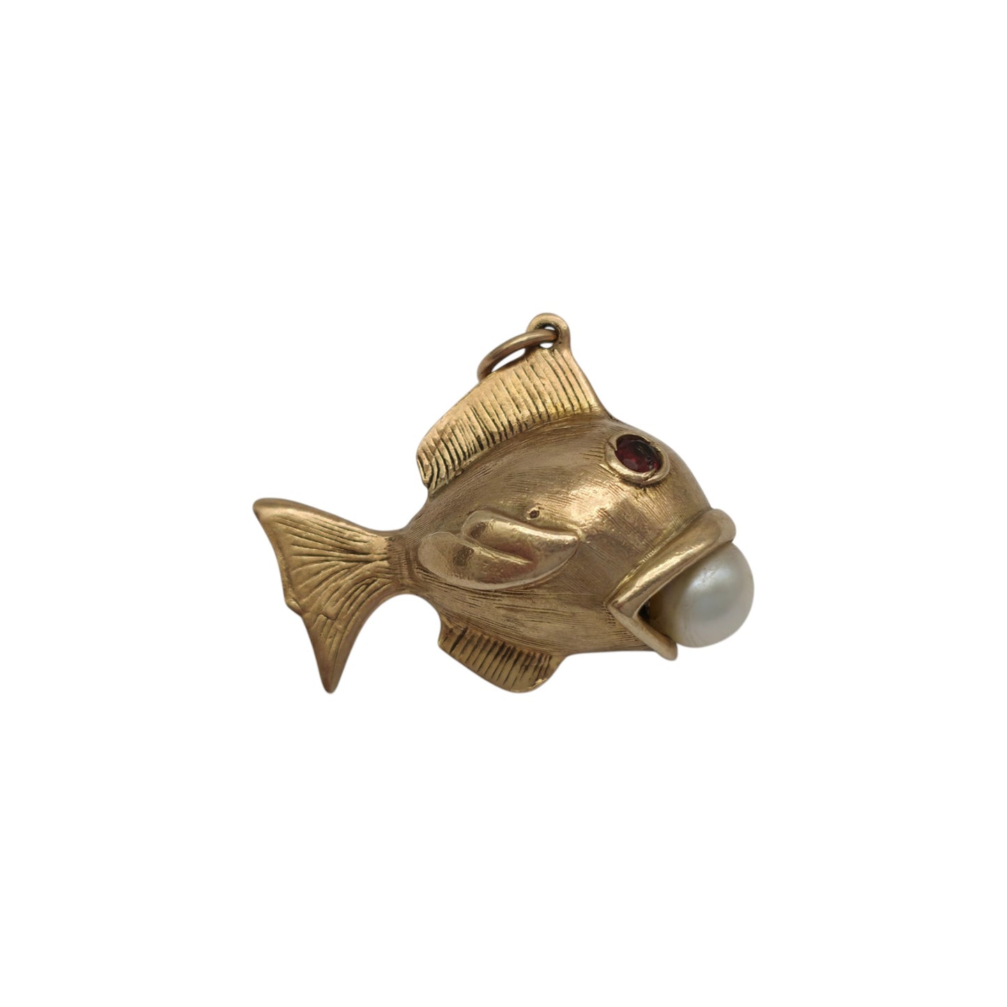 Heavy 9ct 375 Yellow Gold Fish Charm 1971 L 2.8 cm 6.8 g.