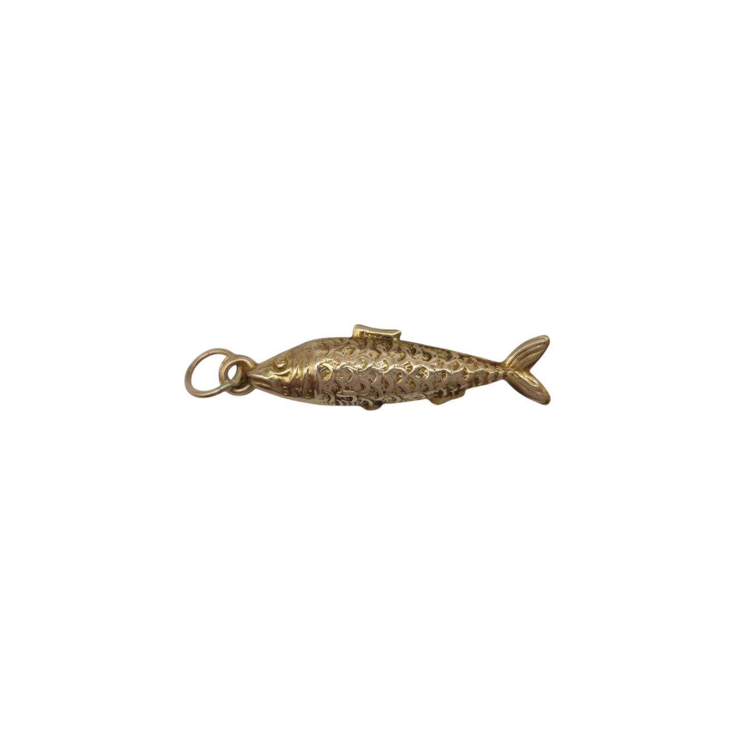 9ct Yellow Gold Fish Charm c.1960's L 2.2 cm 0.5 g.