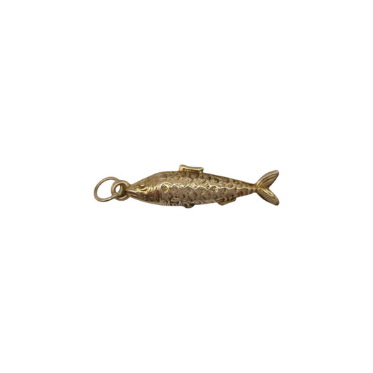 9ct Yellow Gold Fish Charm c.1960's L 2.2 cm 0.5 g.