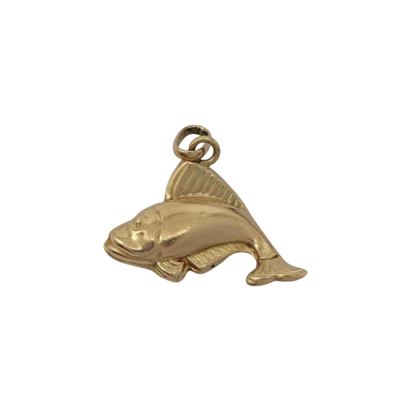 9ct 375 Yellow Gold Fish Charm 1962 L 2.2 cm 1.7 g.