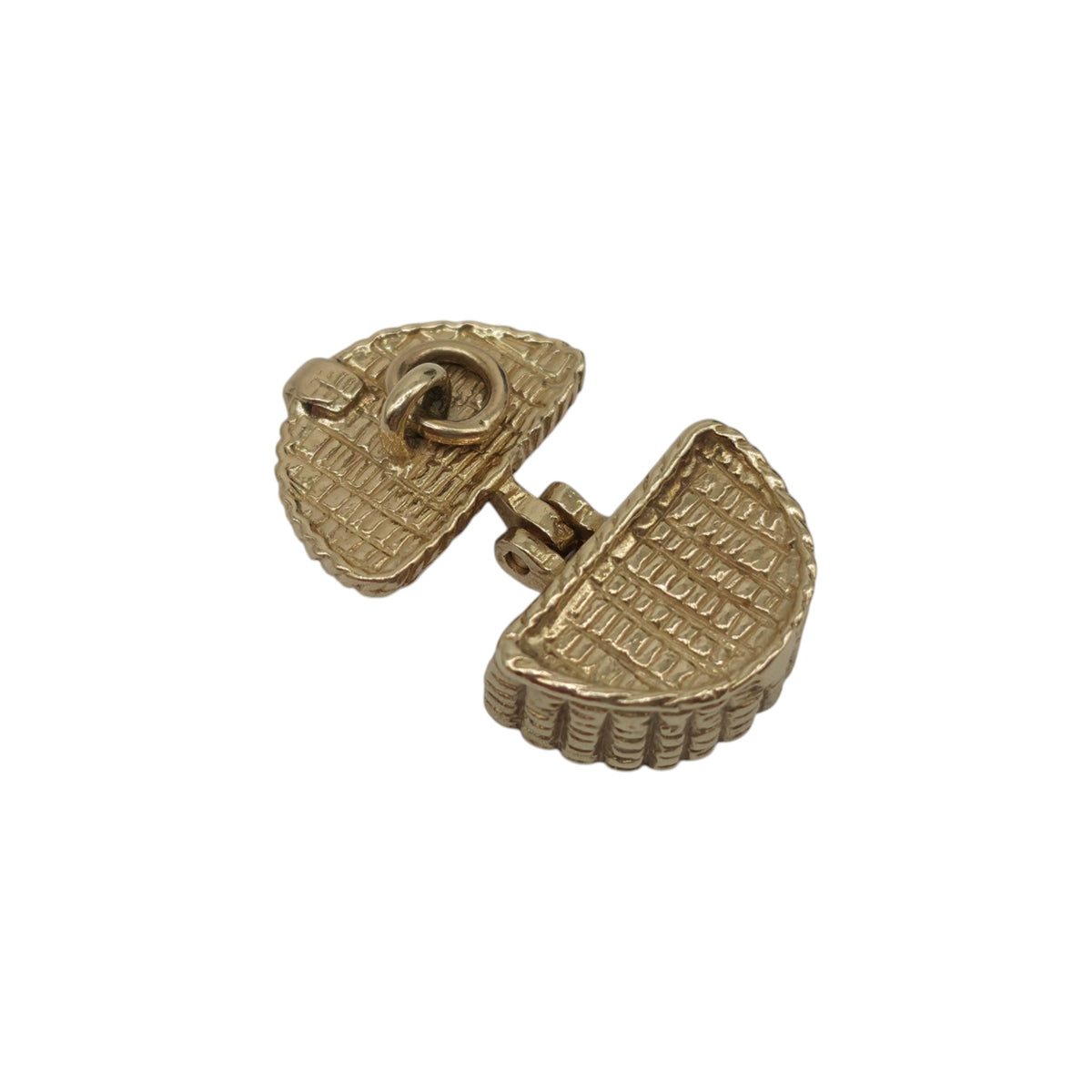 9ct Yellow Gold Fish In The Basket Opening Charm L 1.3 cm 3.4 g.