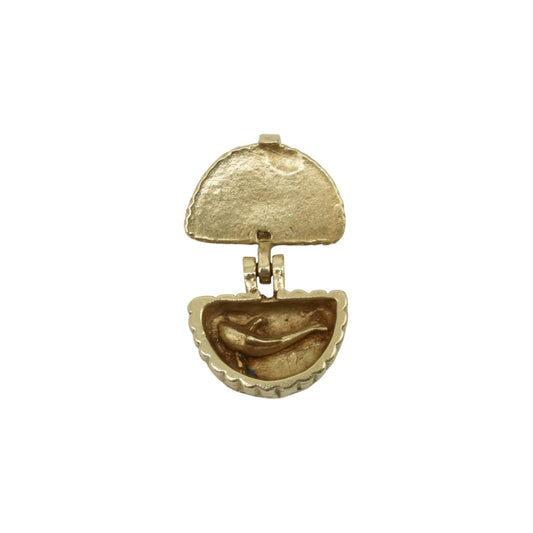9ct Yellow Gold Fish In The Basket Opening Charm L 1.3 cm 3.4 g.