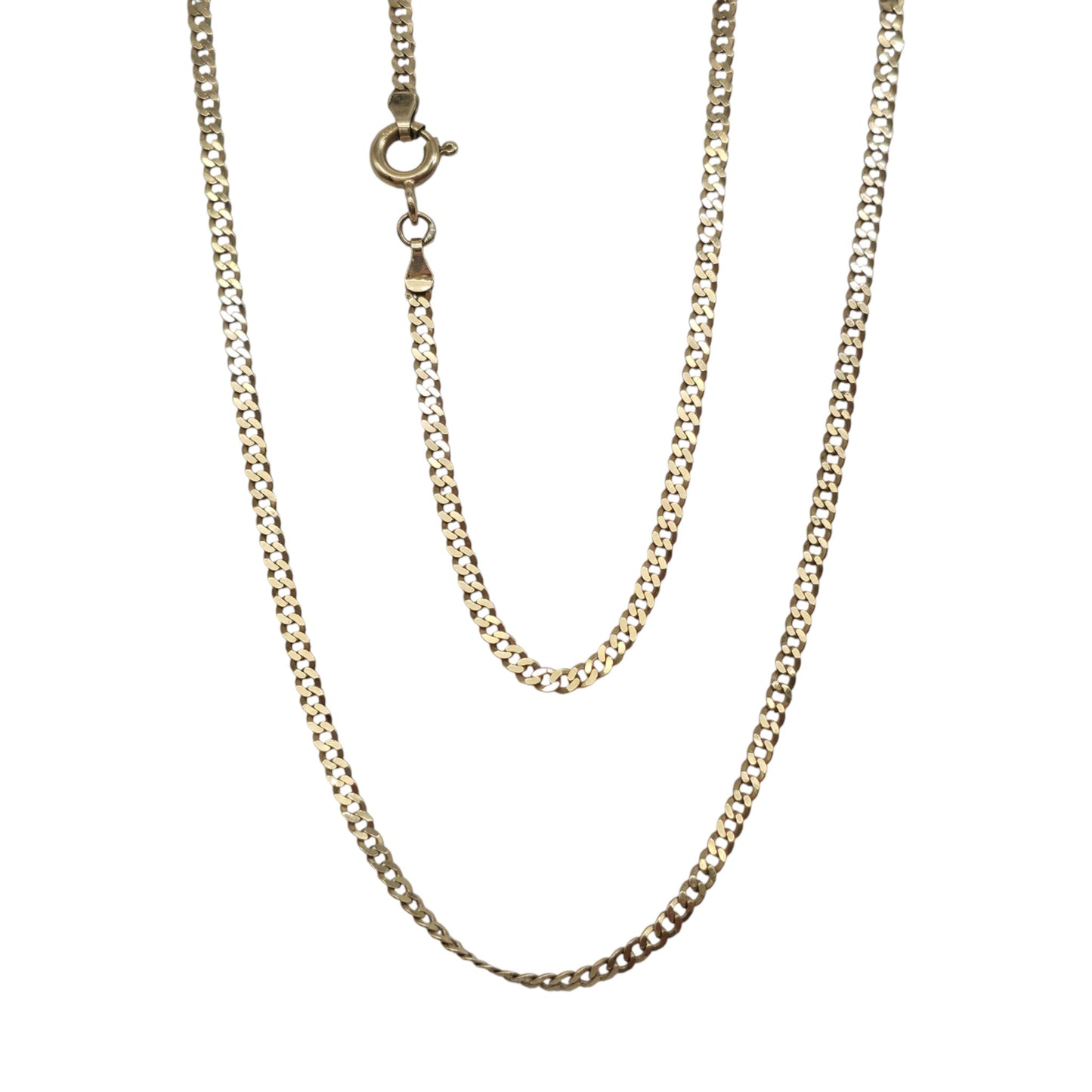 9ct 375 Yellow Gold Flat Curb Link Chain L 57.5 cm 3.7 g.