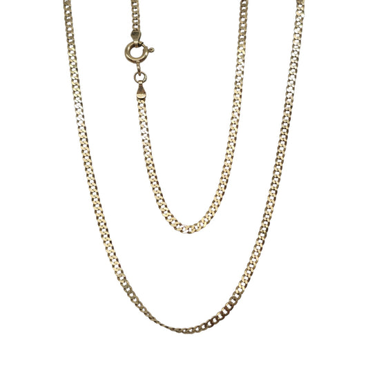 9ct 375 Yellow Gold Flat Curb Link Chain L 57.5 cm 3.7 g.