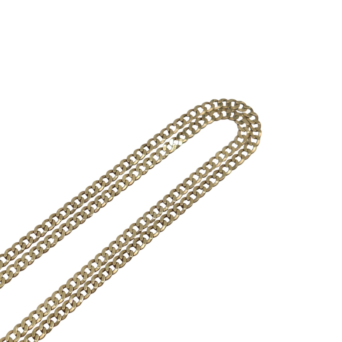 9ct 375 Yellow Gold Flat Curb Link Chain L 57.5 cm 3.7 g.