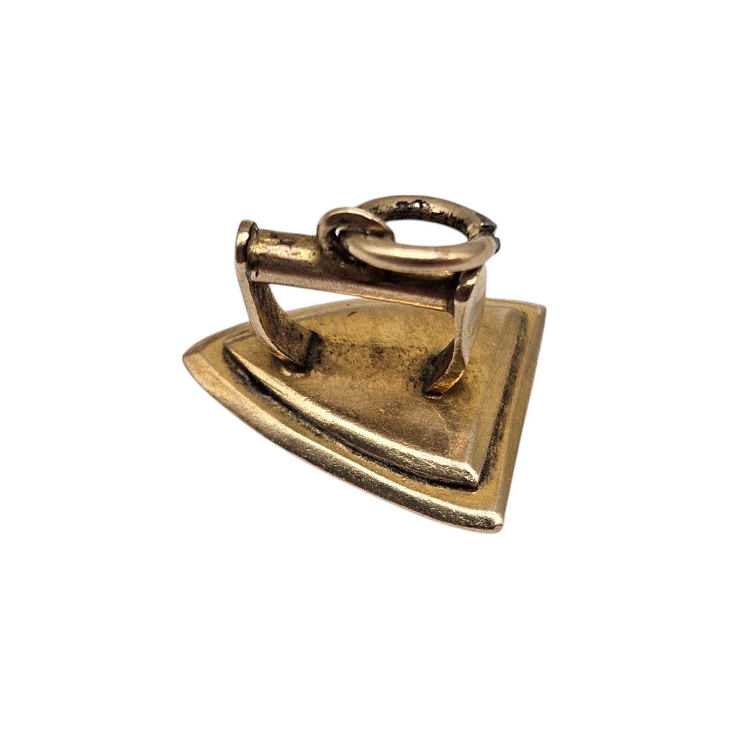 Antique 9ct Yellow Gold Flat Iron Charm c.1900 L 1.2 cm 1.3 g.