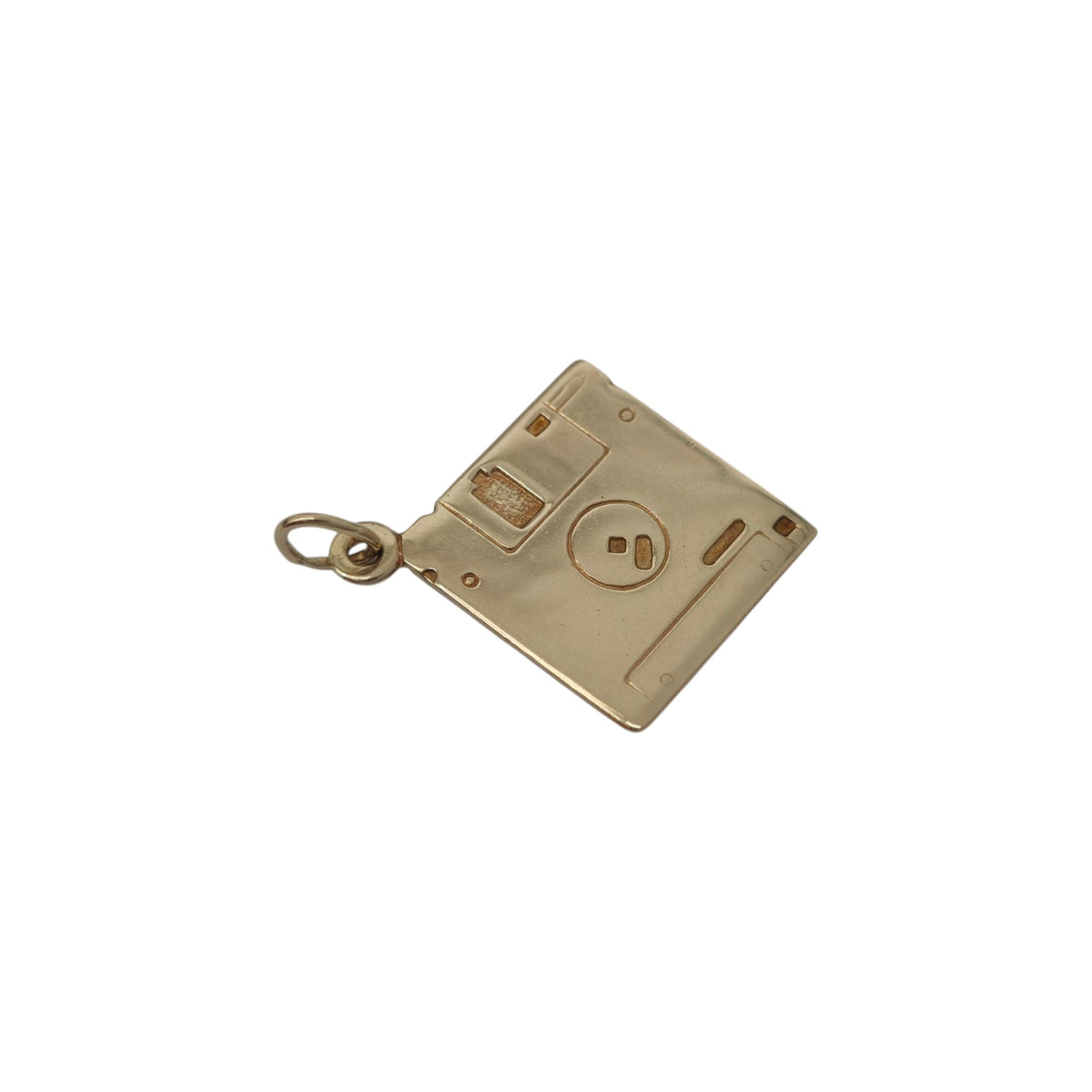 Rare 9ct Yellow Gold Floppy Disk Charm L 1.2 cm 1.0 g.