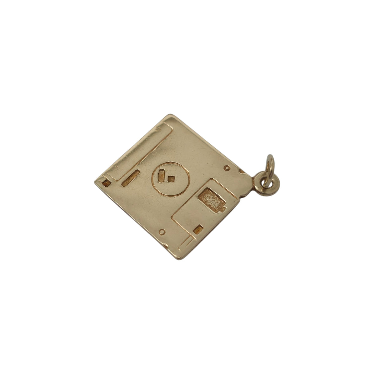 Rare 9ct Yellow Gold Floppy Disk Charm L 1.2 cm 1.0 g.