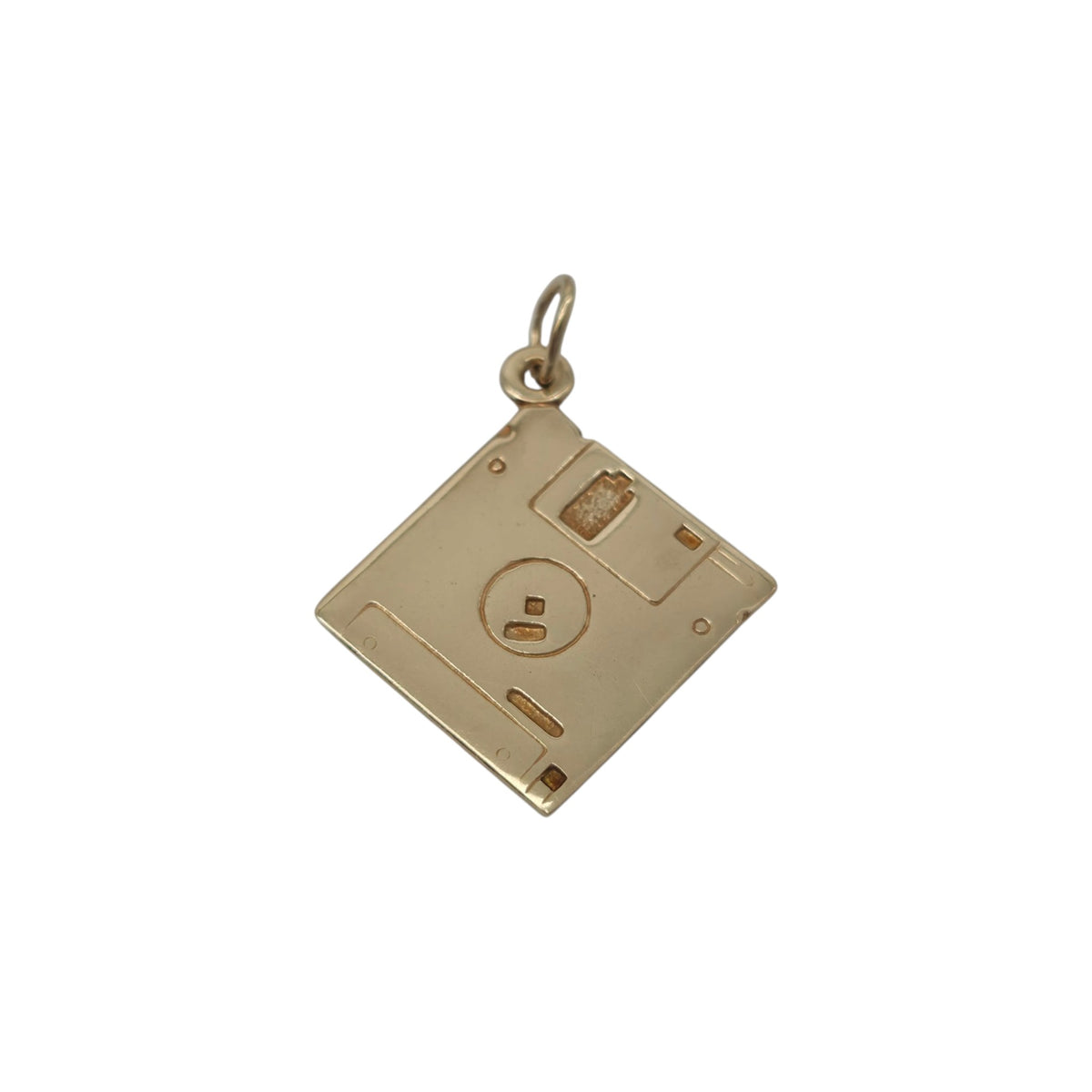 Rare 9ct Yellow Gold Floppy Disk Charm L 1.2 cm 1.0 g.