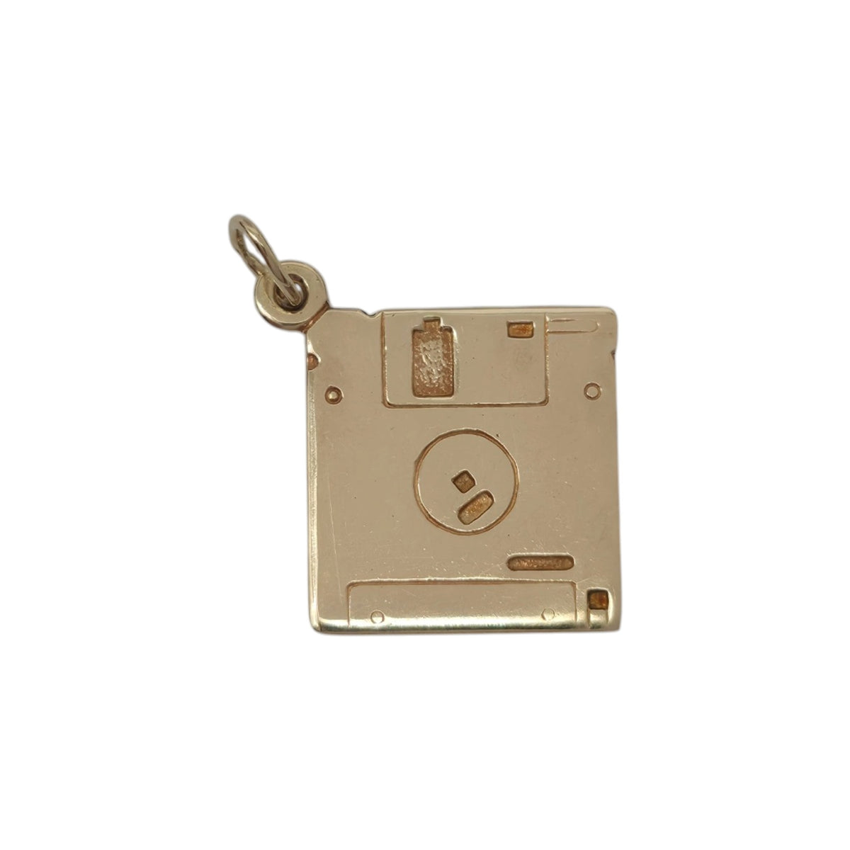 Rare 9ct Yellow Gold Floppy Disk Charm L 1.2 cm 1.0 g.