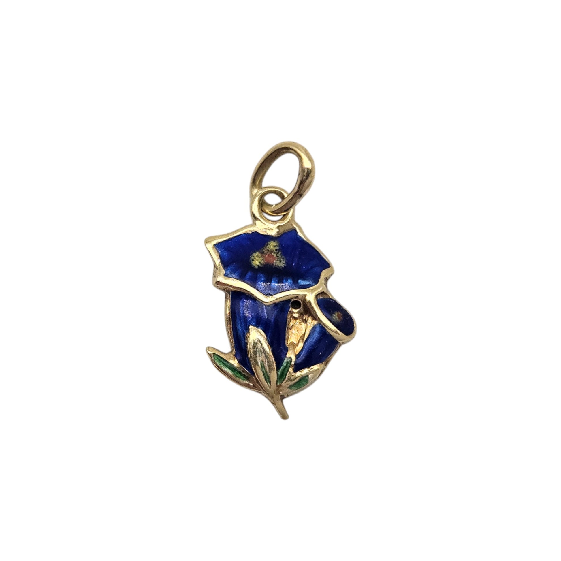 pre-owned 9ct gold &amp; enamel Flower Charm