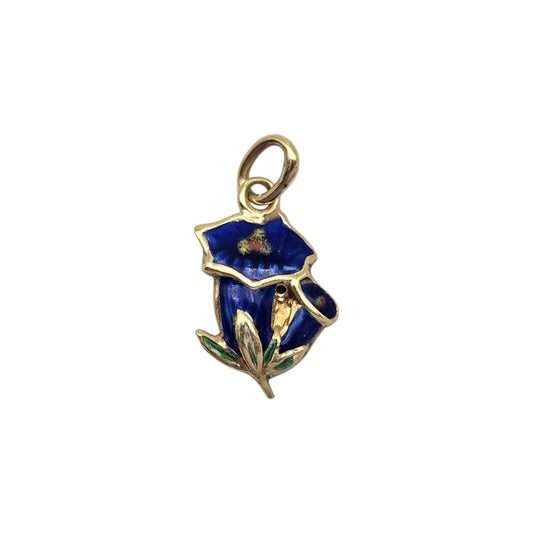 pre-owned 9ct gold &amp; enamel Flower Charm