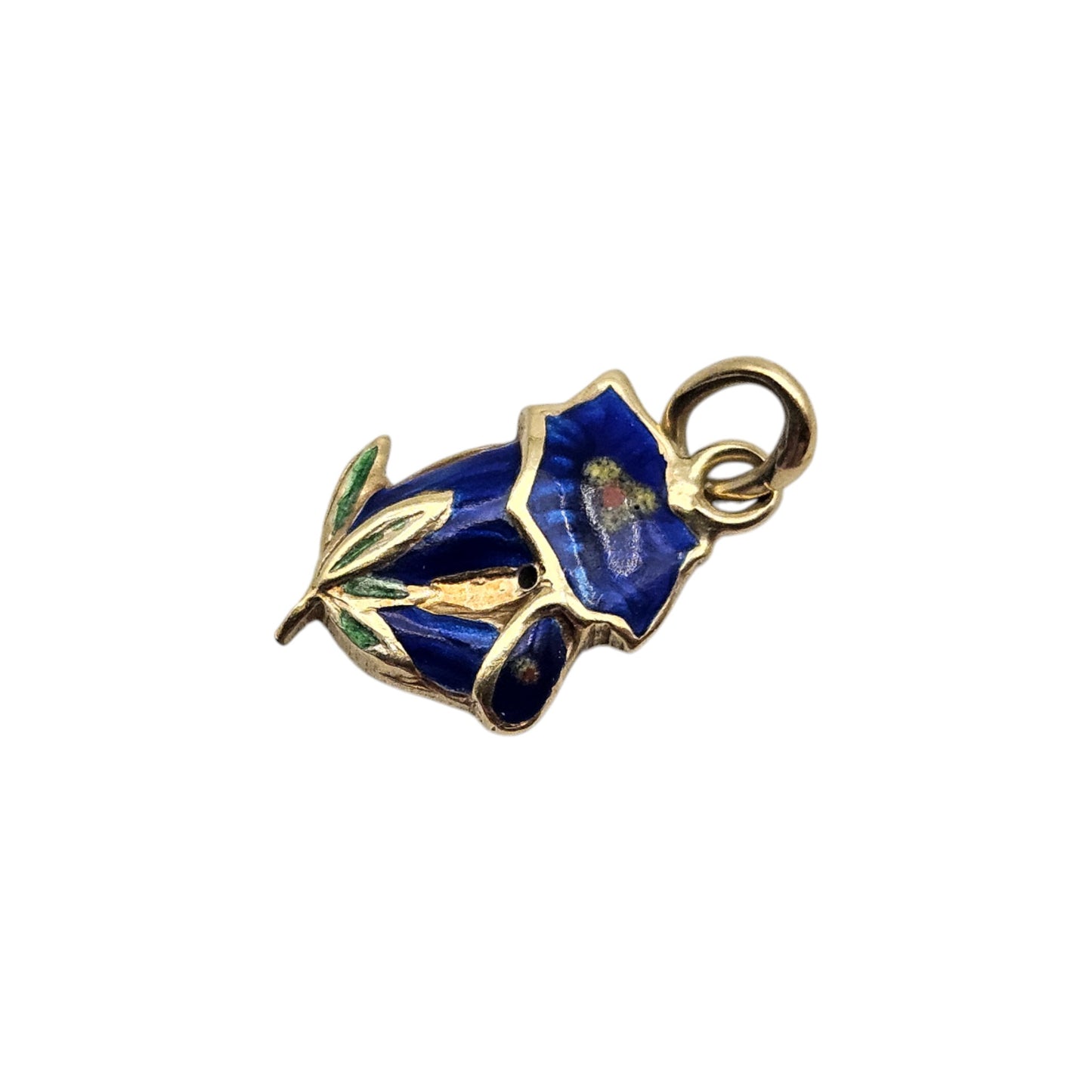 9ct Yellow Gold & Enamel Flower Charm c.1950's L 1.0 cm 0.3 g.