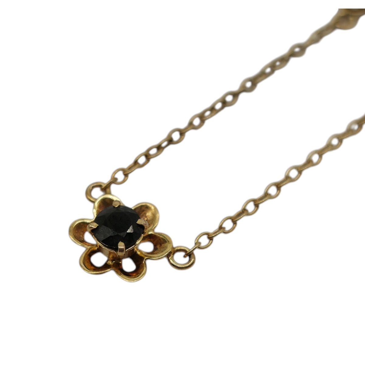 9ct 375 Yellow Gold Sapphire Flower Necklace 1978 L 46.1 cm 4.6 g.