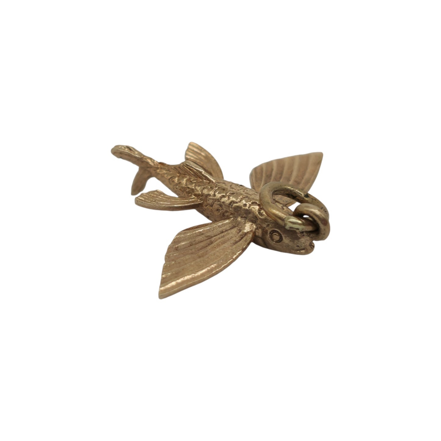 9ct 375 Yellow Gold Flying Fish Charm 1972 L 1.6 cm 1.3 g.