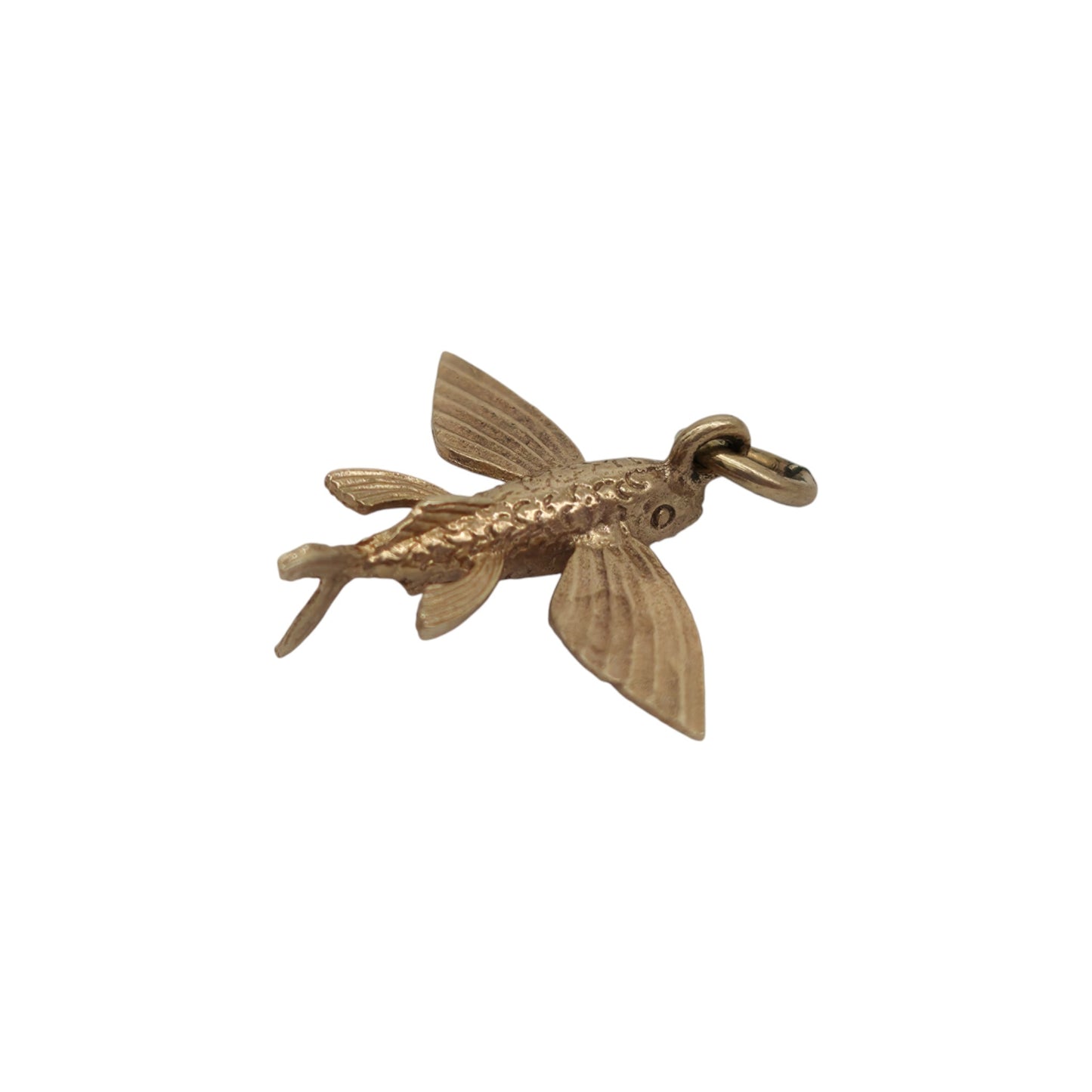 9ct 375 Yellow Gold Flying Fish Charm 1972 L 1.6 cm 1.3 g.