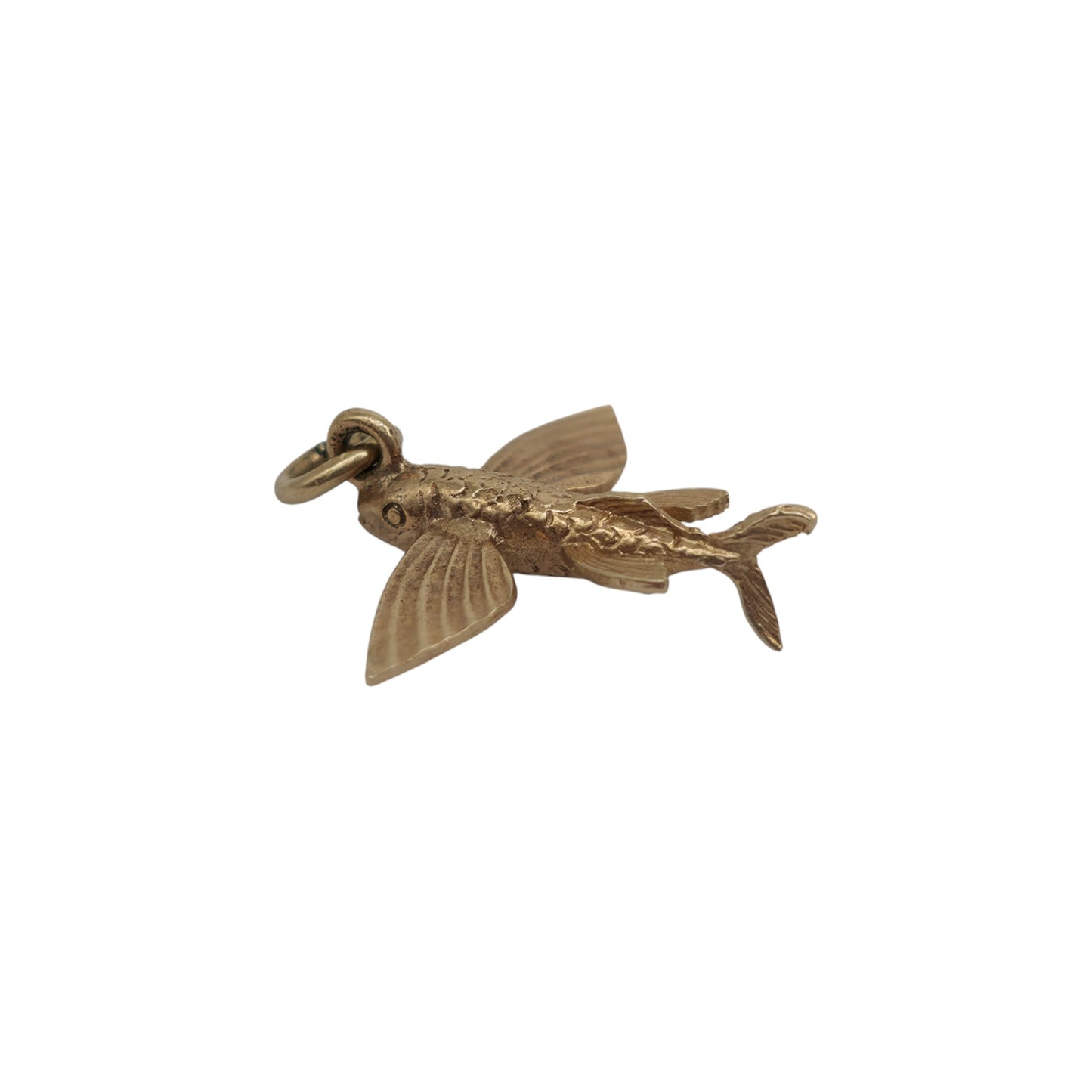 9ct 375 Yellow Gold Flying Fish Charm 1972 L 1.6 cm 1.3 g.