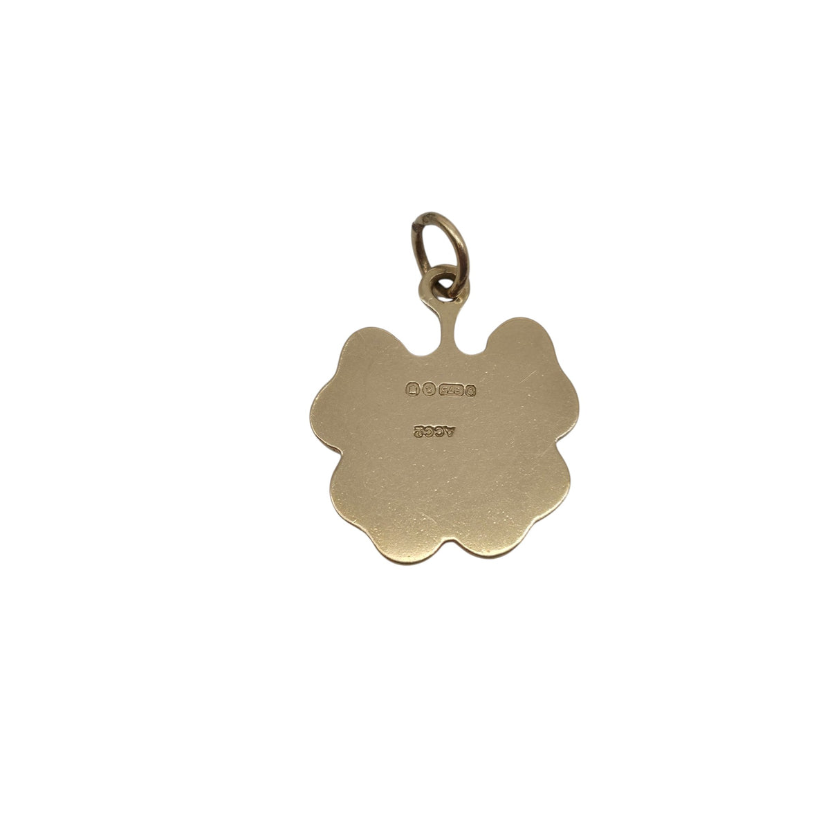 9ct 375 Yellow Gold Four Leaf Clover Charm 1956 L 1.6 cm 2.6 g.