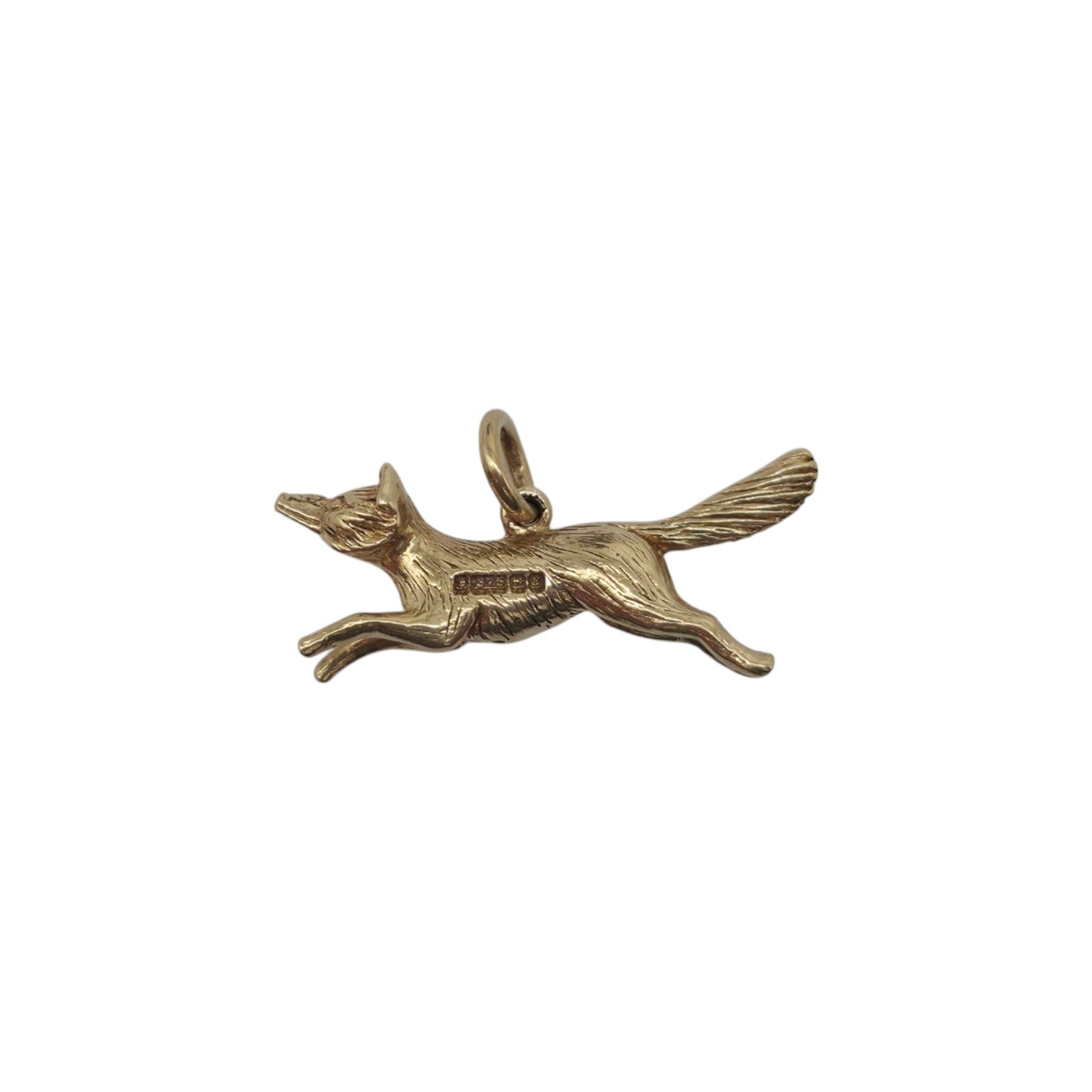 9ct 375 Yellow Gold Fox Charm 1967 L 2.2 cm 2.5 g.