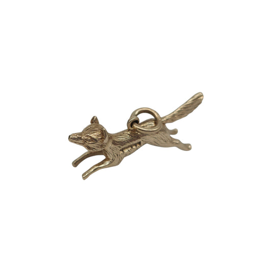 9ct 375 Yellow Gold Fox Charm 1967 L 2.2 cm 2.5 g.