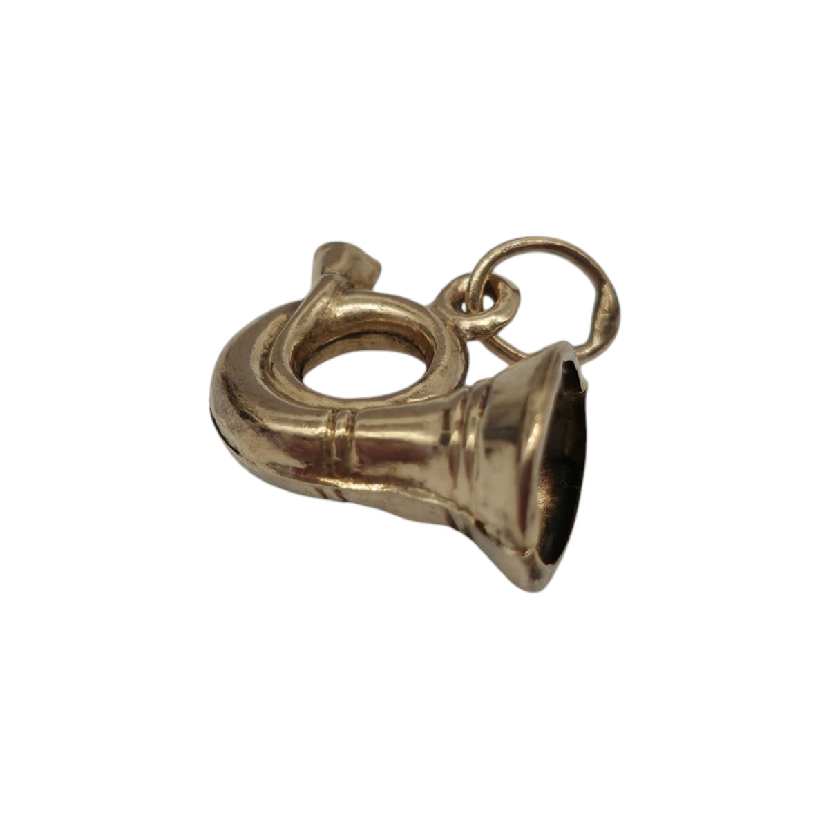 9ct 375 Yellow Gold French Horn Charm 1981 L 1.2 cm 0.5 g.