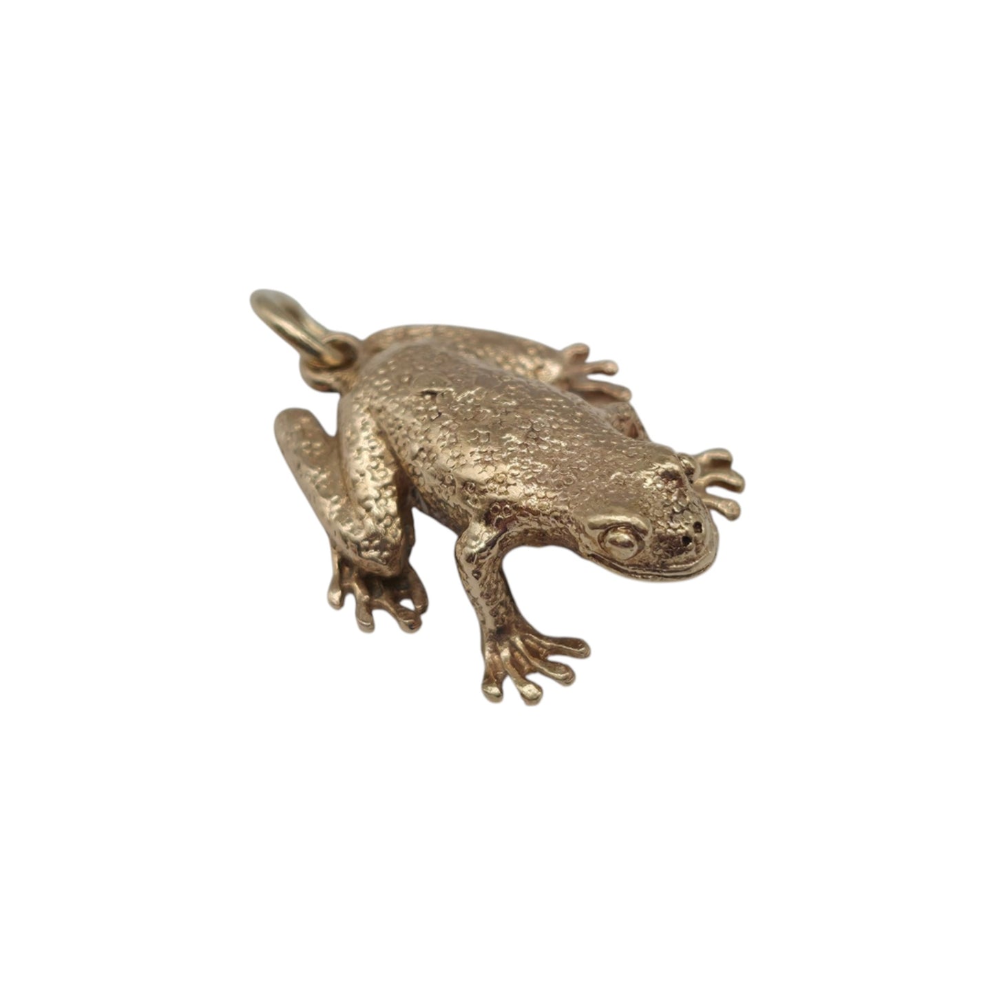 9ct 375 Yellow Gold Frog Charm 1964 L 1.6 cm 3.3 g.