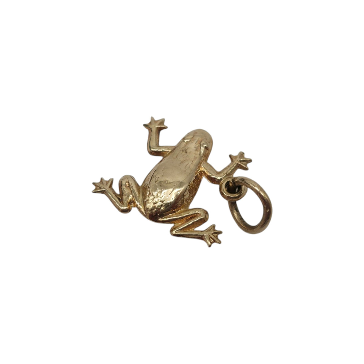 9ct 375 Yellow Gold Frog Charm 1973 L 1.0 cm 0.5 g.