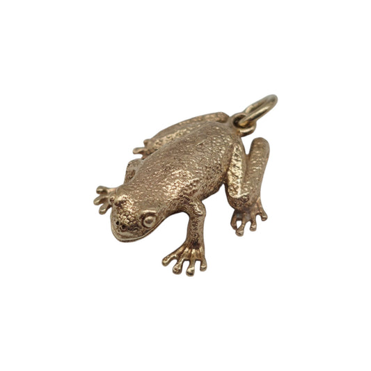 9ct 375 Yellow Gold Frog Charm 1964 L 1.6 cm 3.3 g.