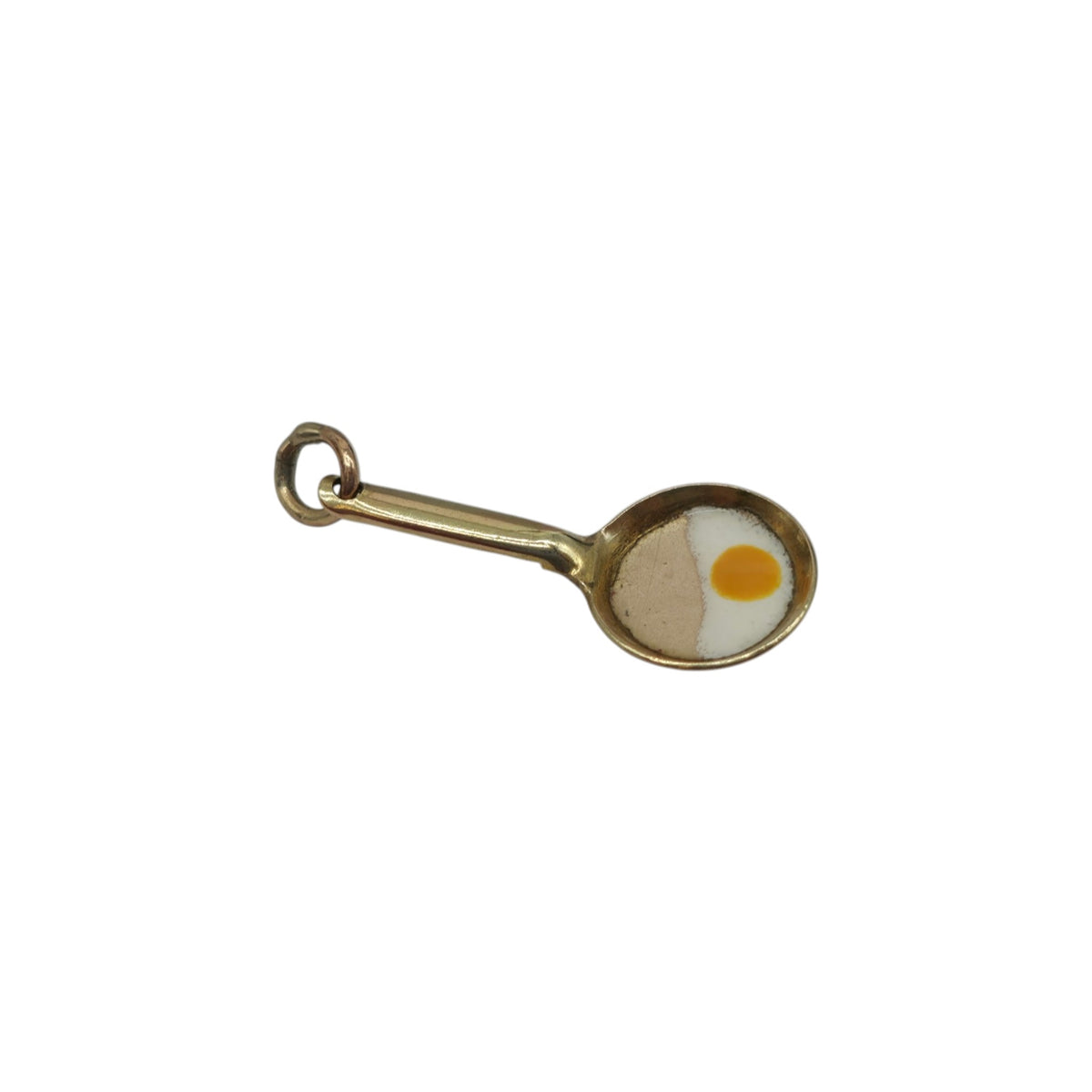 9ct Yellow Gold & Enamel Frying Pan Charm L 2.1 cm 0.6 g.