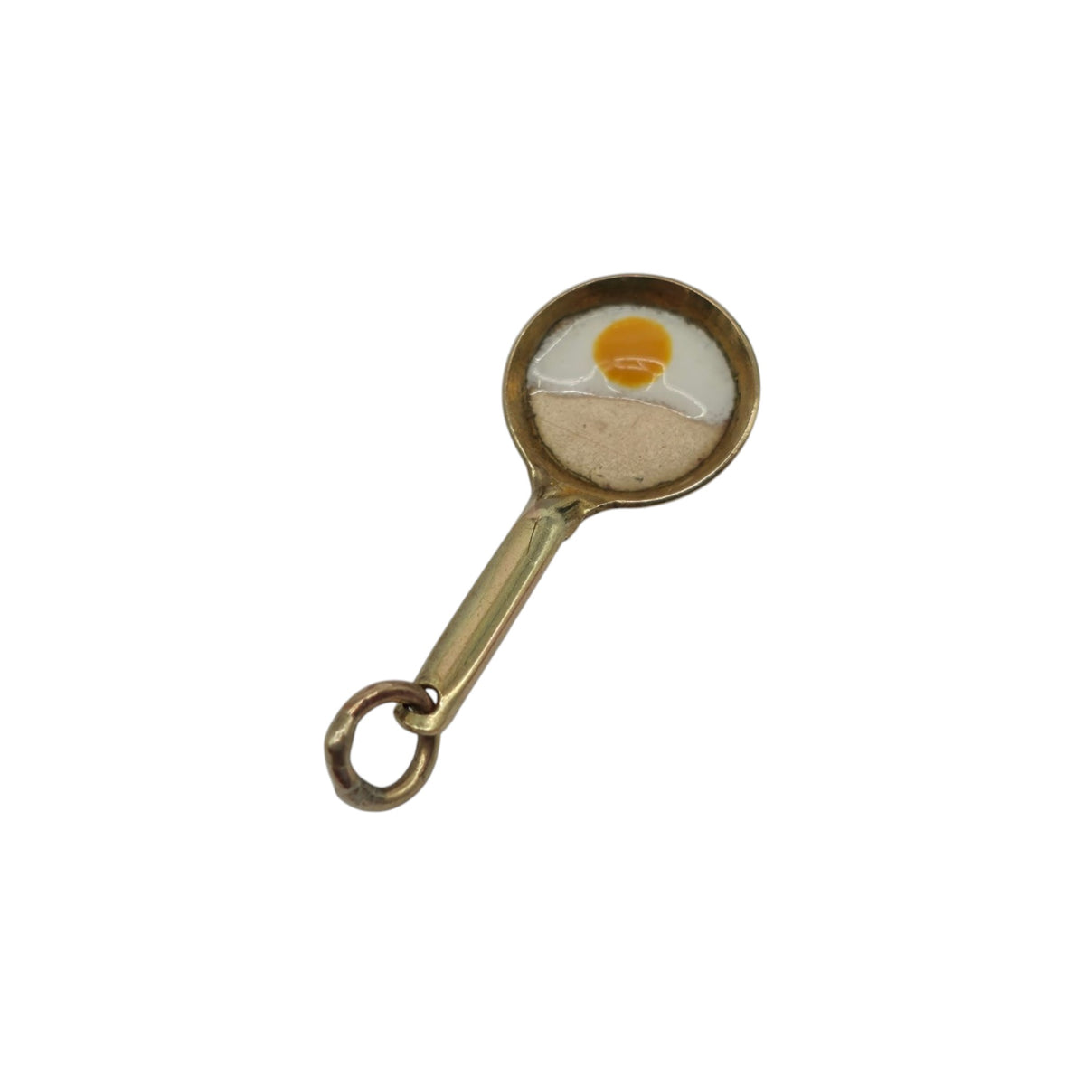 9ct Yellow Gold & Enamel Frying Pan Charm L 2.1 cm 0.6 g.